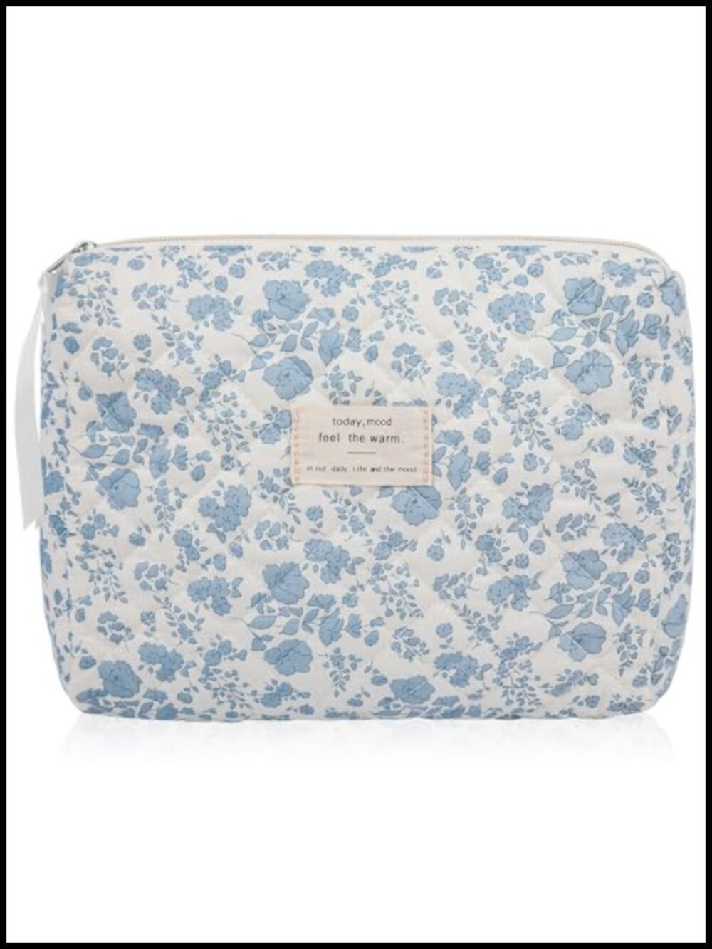 Cotton Quilted Floral Makeup Bag Large Cosmetic Pouch Travel Toiletry Organizer